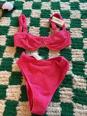 Montce NWT Pink Textured Bikini Set-Paula Bottom/ Dita Top Size M